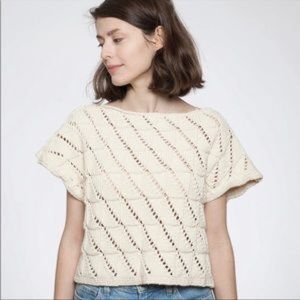 Babaa Jumper no 31 natural open work knit organic cotton dolman sleeve OS RARE